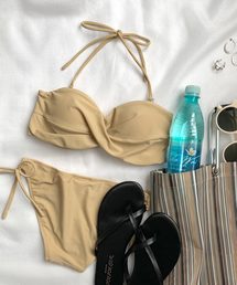 ホルター⇔ベアの2wayツイストデザインビキニ【水着上下セットアップ】