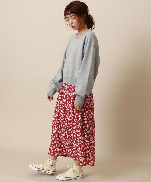 Another Edition(アナザーエディション)の「【WEB限定】ウラケトップス×フラワープリントスカート(ワンピース・レディース・グレー/ナチュラル・FREE)」の6枚目の写真