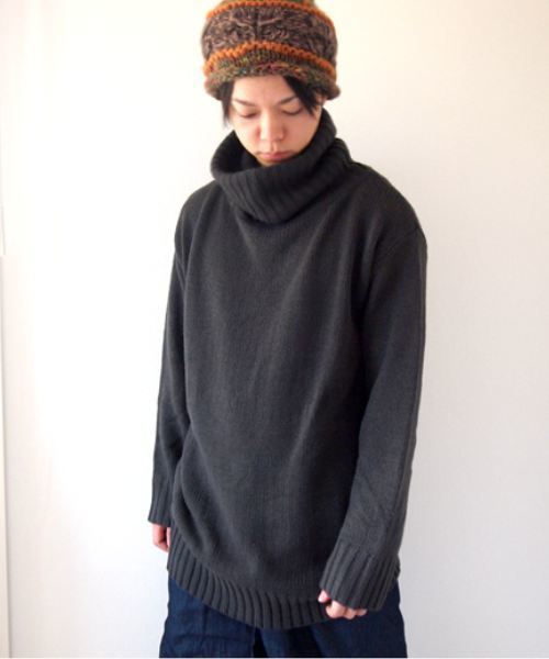 BEATJIVE（ビートジャイブ）の「タートルネックビッグシルエットローゲージニットセーター（ニット/セーター・メンズ・チャコールグレー/ブラック/ブラック系その他・FREE）」の13枚目の写真
