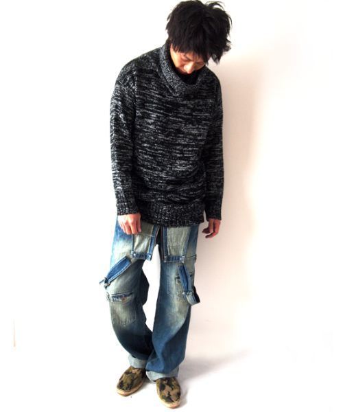 BEATJIVE（ビートジャイブ）の「タートルネックビッグシルエットローゲージニットセーター（ニット/セーター・メンズ・チャコールグレー/ブラック/ブラック系その他・FREE）」の17枚目の写真