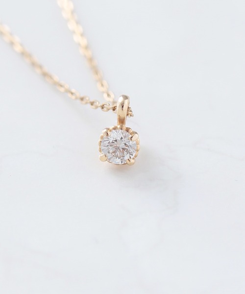 NOIR DE POUPEE(ノワールドプーペ)の「K10 一粒ダイヤモンド(0.06ct) ネックレス(ネックレス)」|クリア