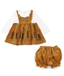 apres les cours | 秋の森刺繍ベビーワンピブルマセット(ロンパース)