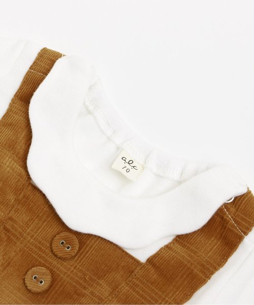 apres les cours（アプレレクール）の「秋の森刺繍ベビーワンピブルマセット（ロンパース・キッズ・ネイビー/キャメル・70/80）」の4枚目の写真