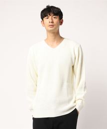 Washable畦Vネックプルオーバー