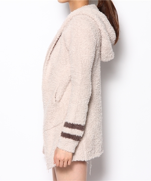 BAREFOOT DREAMS（ベアフットドリームズ）の「C595 Women`s Long Zip Hoodie  with stripe　　（パーカー・レディース・ストーン/ネイビー・X-SMALL/SMALL）」の3枚目の写真