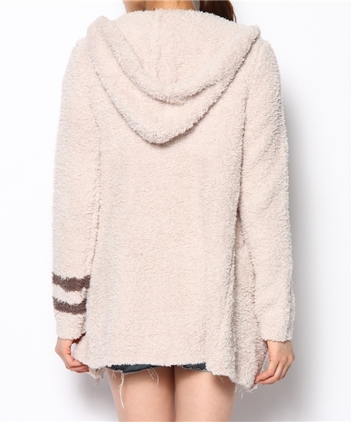 BAREFOOT DREAMS（ベアフットドリームズ）の「C595 Women`s Long Zip Hoodie  with stripe　　（パーカー・レディース・ストーン/ネイビー・X-SMALL/SMALL）」の4枚目の写真