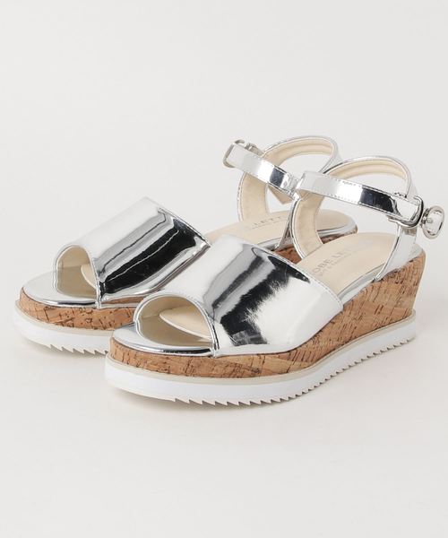 KOBE LETTUCE（コウベレタス）の「コルク調プラットフォームサンダル/アンクルストラップ/レディース/シューズ/ウェッジソール/スポサン[I1549]神戸レタス（サンダル・レディース・シルバー/ブラック/アイボリー/ブラウン・L/LL/M/S）」の7枚目の写真