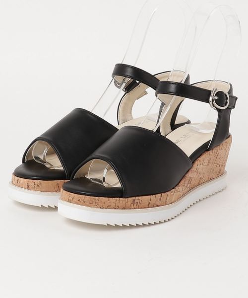 KOBE LETTUCE（コウベレタス）の「コルク調プラットフォームサンダル/アンクルストラップ/レディース/シューズ/ウェッジソール/スポサン[I1549]神戸レタス（サンダル・レディース・シルバー/ブラック/アイボリー/ブラウン・L/LL/M/S）」の3枚目の写真