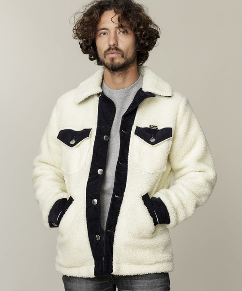 Wrangler（ラングラー）の「Wrangler/別注ボア　ランチコート（ブルゾン・メンズ・ブラック/ホワイト・SMALL/MEDIUM/LARGE）」の2枚目の写真