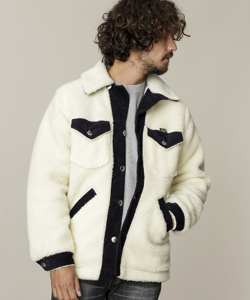 Wrangler（ラングラー）の「Wrangler/別注ボア　ランチコート（ブルゾン・メンズ・ブラック/ホワイト・SMALL/MEDIUM/LARGE）」の4枚目の写真