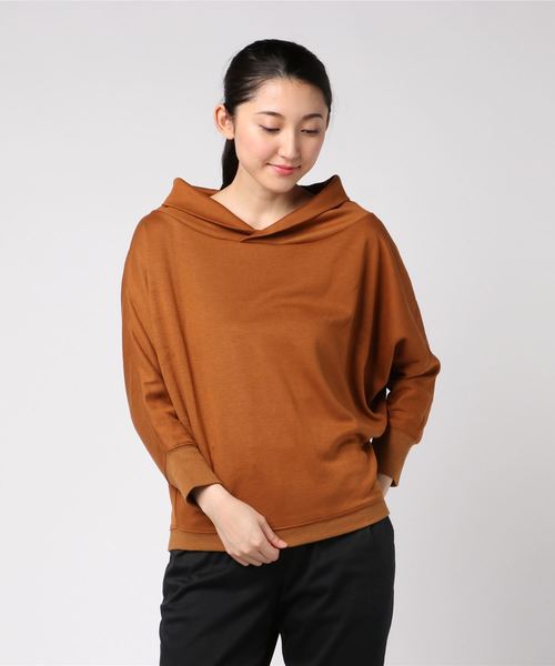 Editt by YECCA VECCA（エディットバイイェッカヴェッカ）の「・変型ネックドルマンプルオーバー（Tシャツ/カットソー・レディース・杢グレー/キャメル/ダークネイビー・FREE）」の15枚目の写真