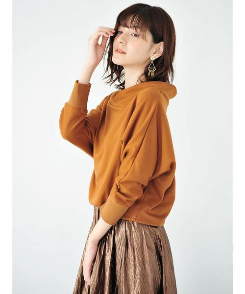 Editt by YECCA VECCA（エディットバイイェッカヴェッカ）の「・変型ネックドルマンプルオーバー（Tシャツ/カットソー・レディース・杢グレー/キャメル/ダークネイビー・FREE）」の6枚目の写真