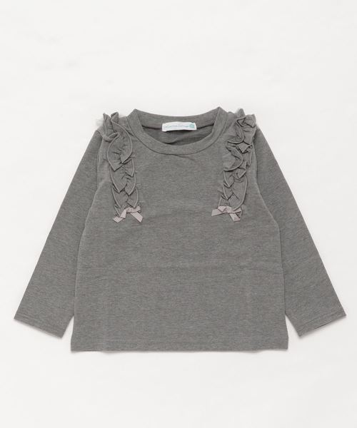 Catherine Cottage（キャサリンコテージ）の「フリルリボントップス（スウェット・キッズ・ブラック/ネイビー/グレー/レッド/ピンク/ライラック・110/140/120/130）」の2枚目の写真