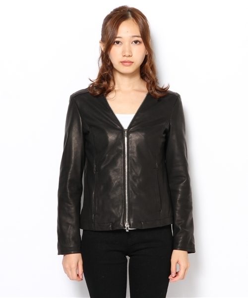 allureville（アルアバイル）の「レザーVネックジャケット（ノー
