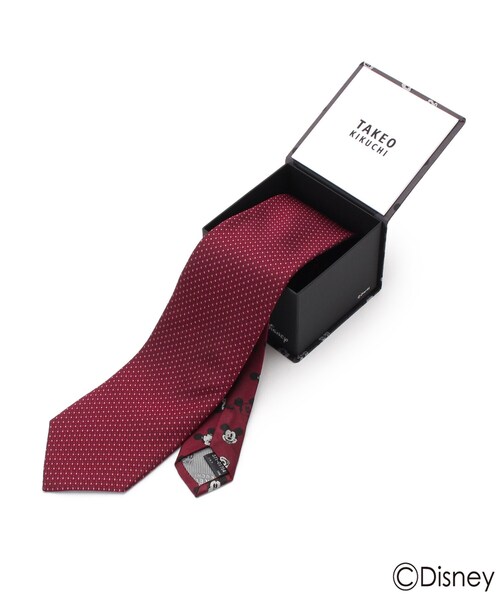 Disney（ディズニー）の「[ ミッキーマウス ]フェイスモノグラムネクタイ[ メンズ タイ ミッキー ギフト 箱 ]（ネクタイ・メンズ・ネイビー/ボルドー・80）」の2枚目の写真