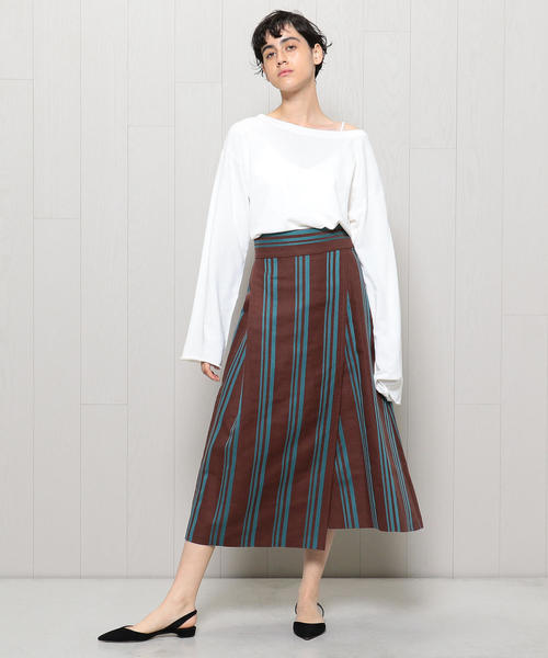 H　BEAUTY&YOUTH UNITED ARROWS（エイチビューティーアンドユースユナイテッドアローズ）の「＜H＞WRAP SKIRT/スカート о（スカート・レディース・ナチュラル/ダークブラウン・SMALL/MEDIUM）」の5枚目の写真