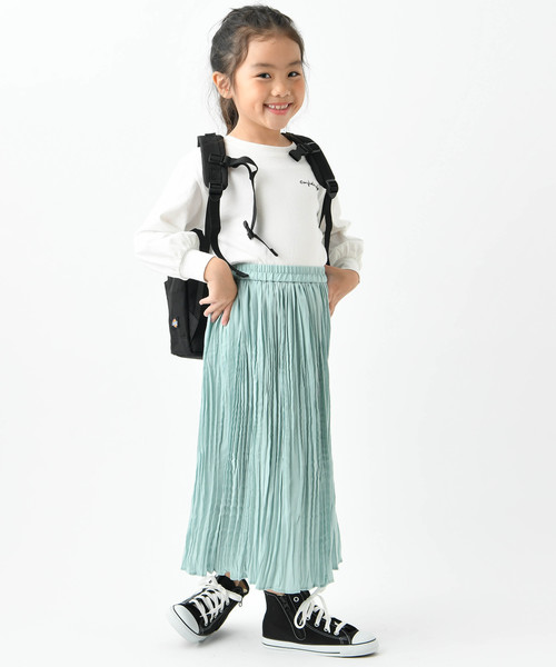 DISCOAT（ディスコート）の「【キッズ】サテンランダムプリーツスカート（スカート・キッズ・ミント/ネイビー/バイオレット・120/130/140）」の5枚目の写真
