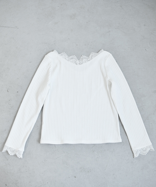 PairPair(ペアペア)の「スカラップレースリブロンT(Tシャツ/カットソー・レディース・ブラック/オフホワイト・FREE)」の13枚目の写真