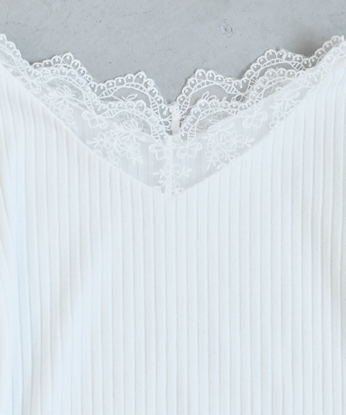 PairPair(ペアペア)の「スカラップレースリブロンT(Tシャツ/カットソー・レディース・ブラック/オフホワイト・FREE)」の14枚目の写真