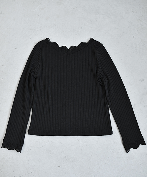 PairPair(ペアペア)の「スカラップレースリブロンT(Tシャツ/カットソー・レディース・ブラック/オフホワイト・FREE)」の17枚目の写真