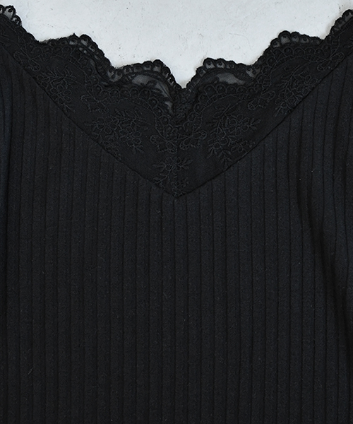 PairPair(ペアペア)の「スカラップレースリブロンT(Tシャツ/カットソー・レディース・ブラック/オフホワイト・FREE)」の18枚目の写真