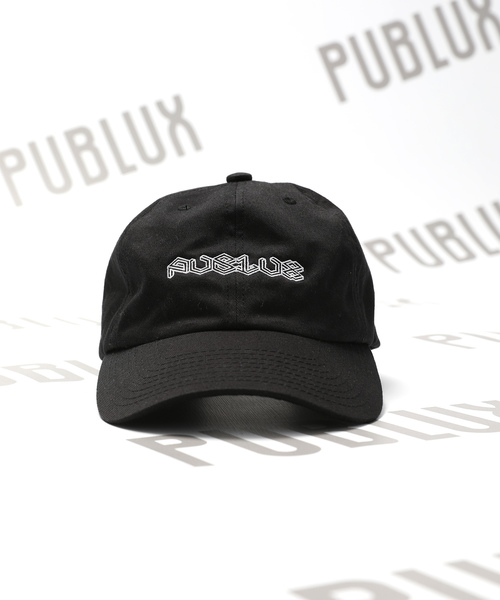 PUBLUX(パブリュクス)の「PUBLUX/パブリュクス LOGO PRINT CAP/ロゴプリントキャップ(キャップ)」|ブラック