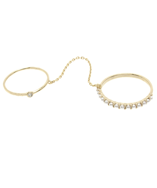 Kastane（カスタネ）の「【Kastane】チェーンリング（リング・レディース・グリーン系その他/シルバー/ゴールド・FREE）」の2枚目の写真