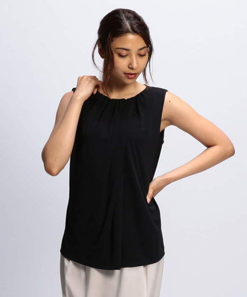 NARACAMICIE（ナラカミーチェ）の「合繊スムースランダムタックプルオーバーブラウス（Tシャツ/カットソー・レディース・ホワイト/ブラック・LARGE/MEDIUM）」の14枚目の写真