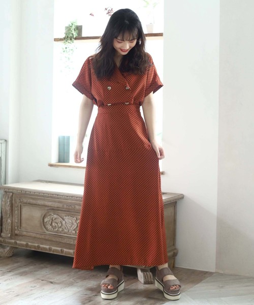 one after another NICE CLAUP（ワンアフターアナザーナイスクラップ）の「【ZOZO限定】開襟セットアップ（ワンピース・レディース・ブラウン系その他/その他/ベージュ系その他/ドット/チェック・FREE）」の15枚目の写真