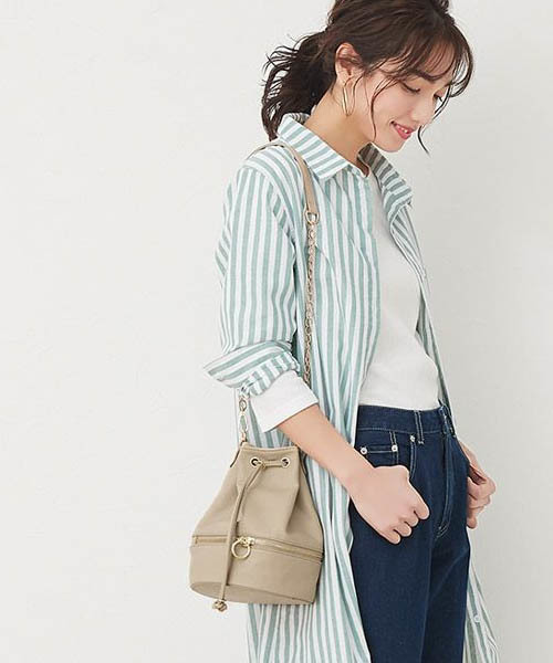 Pierrot（ピエロ）の「2wayデザイン巾着バッグ（トートバッグ・レディース・ホワイト/グレイッシュベージュ/グリーン・FREE）」の16枚目の写真