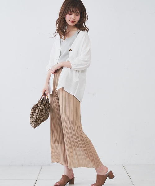 natural couture(ナチュラルクチュール)の「ウエストドロストVネックブラウス(シャツ/ブラウス・レディース・オフホワイト/ブラウン系その他/ドット/レンガ・FREE)」の5枚目の写真