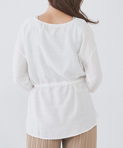 natural couture(ナチュラルクチュール)の「ウエストドロストVネックブラウス(シャツ/ブラウス・レディース・オフホワイト/ブラウン系その他/ドット/レンガ・FREE)」の20枚目の写真