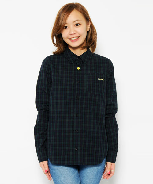 X-girl（エックスガール）の「BASIC BD SHIRT（シャツ/ブラウス・レディース・ホワイト/ブラック/レッド/ネイビー・1/2）」の4枚目の写真