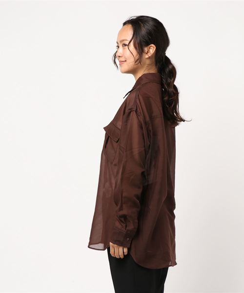 LOWRYS FARM（ローリーズファーム）の「シアーＣＰＯシャツ　849026（シャツ/ブラウス・レディース・ベージュ/ブラウン/グリーン・FREE）」の4枚目の写真