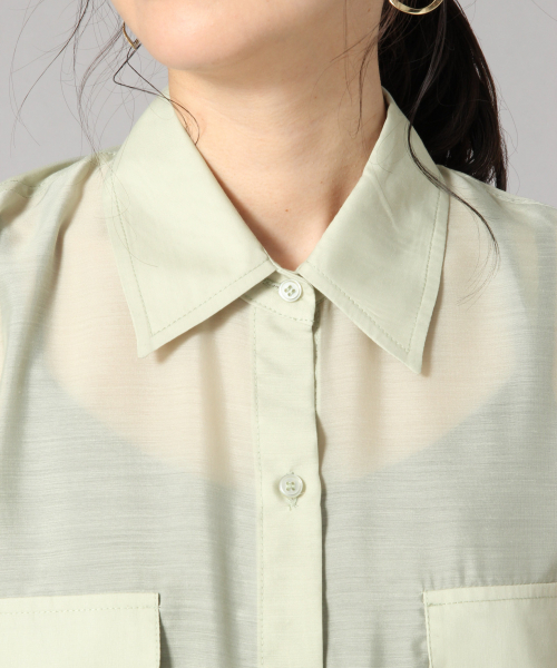 LOWRYS FARM（ローリーズファーム）の「シアーＣＰＯシャツ　849026（シャツ/ブラウス・レディース・ベージュ/ブラウン/グリーン・FREE）」の6枚目の写真