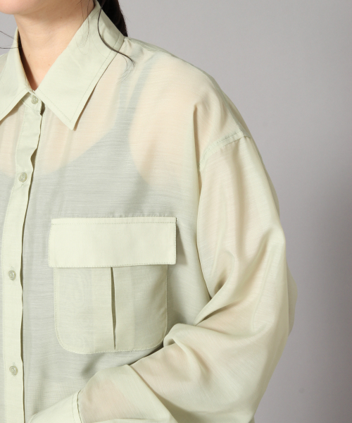 LOWRYS FARM（ローリーズファーム）の「シアーＣＰＯシャツ　849026（シャツ/ブラウス・レディース・ベージュ/ブラウン/グリーン・FREE）」の7枚目の写真