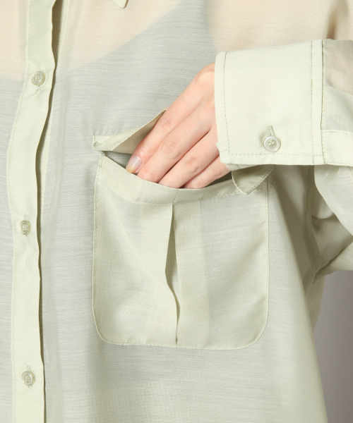 LOWRYS FARM（ローリーズファーム）の「シアーＣＰＯシャツ　849026（シャツ/ブラウス・レディース・ベージュ/ブラウン/グリーン・FREE）」の9枚目の写真