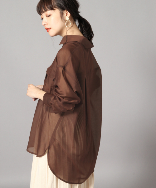 LOWRYS FARM（ローリーズファーム）の「シアーＣＰＯシャツ　849026（シャツ/ブラウス・レディース・ベージュ/ブラウン/グリーン・FREE）」の16枚目の写真