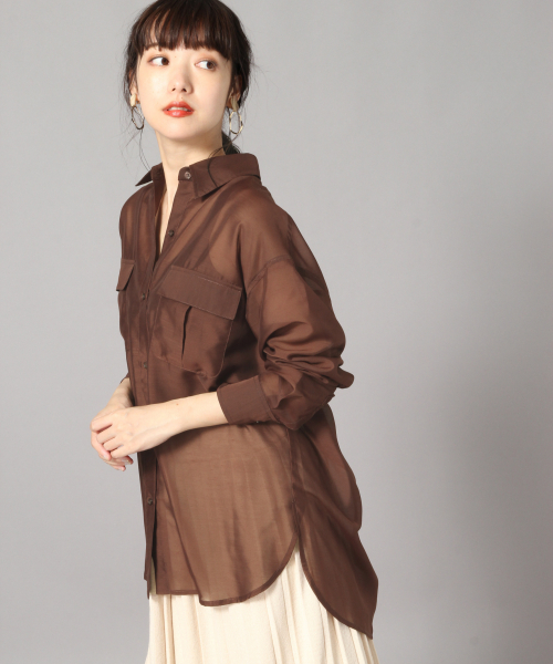 LOWRYS FARM（ローリーズファーム）の「シアーＣＰＯシャツ　849026（シャツ/ブラウス・レディース・ベージュ/ブラウン/グリーン・FREE）」の17枚目の写真