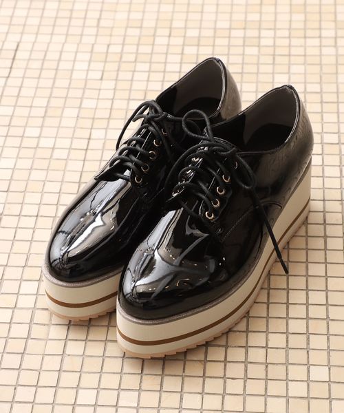 one after another NICE CLAUP（ワンアフターアナザーナイスクラップ）の「レースアップ 厚底シューズ（その他シューズ・レディース・ブラック/アイボリー/モカ・SMALL/MEDIUM/LARGE）」の2枚目の写真