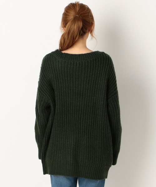 archives（アルシーヴ）の「深VネックBIGプルオーバー（ニット/セーター・レディース・オフホワイト/グリーン/モカ・MEDIUM）」の17枚目の写真