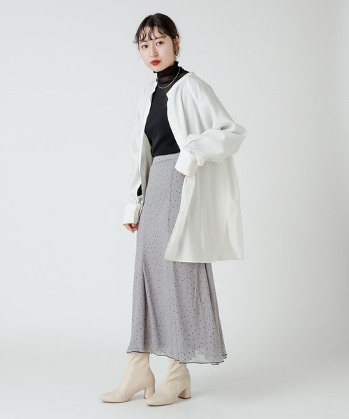 mystic（ミスティック）の「シアードットフレアスカート（スカート・レディース・アイボリー/ブラック/ベージュ/グレー・FREE）」の11枚目の写真