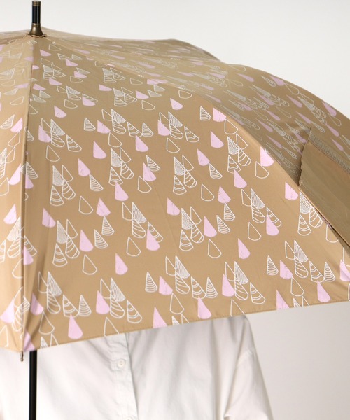 salle de bal（サルデバル）の「∴晴雨兼用傘 C/Cティピー柄プリントショートワイド 27387 SGT（折りたたみ傘・レディース・ベージュ/オフホワイト/ピンク・FREE）」の8枚目の写真