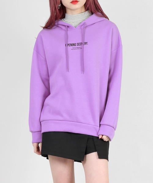 DING（ディング）の「DING/フェイクレイヤードパーカー（パーカー・レディース・ホワイト/ブラック/パープル・FREE）」の3枚目の写真