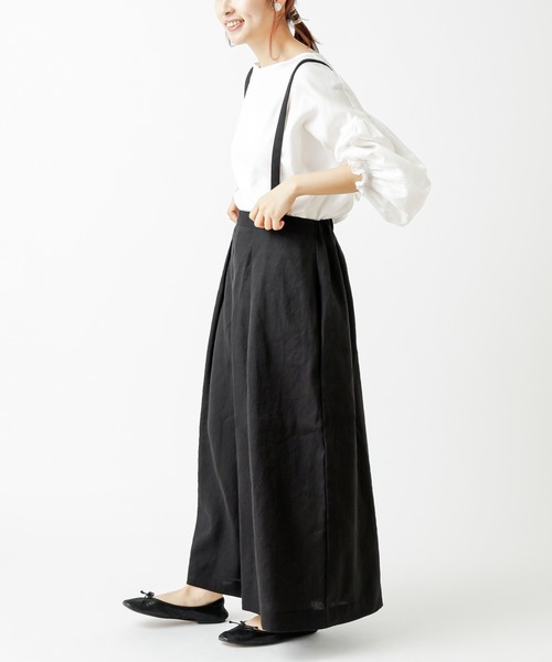 PUAL CE CIN（ピュアルセシン）の「ワイドサスペンダーパンツ（その他パンツ・レディース・ブラック/ベージュ・FREE）」の4枚目の写真