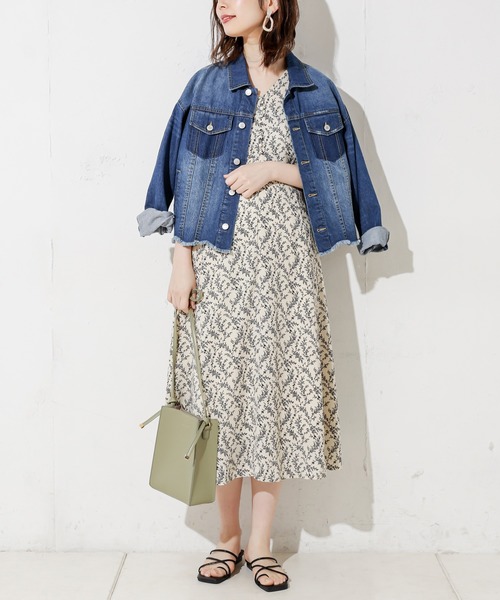 natural couture（ナチュラルクチュール）の「野花柄フレアワンピース（ワンピース・レディース・アイボリー/ブラック/ラベンダー・FREE）」の2枚目の写真