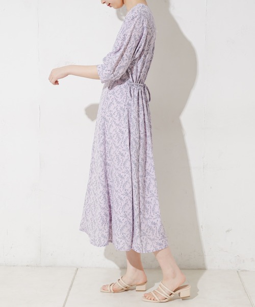 natural couture（ナチュラルクチュール）の「野花柄フレアワンピース（ワンピース・レディース・アイボリー/ブラック/ラベンダー・FREE）」の19枚目の写真