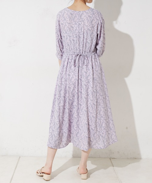 natural couture（ナチュラルクチュール）の「野花柄フレアワンピース（ワンピース・レディース・アイボリー/ブラック/ラベンダー・FREE）」の20枚目の写真