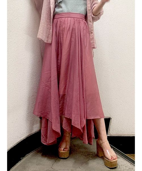 dazzlin（ダズリン）の「ギャザーアシメロングスカート（スカート・レディース・ピンク/カーキ/アイボリー・SMALL/MEDIUM）」の3枚目の写真