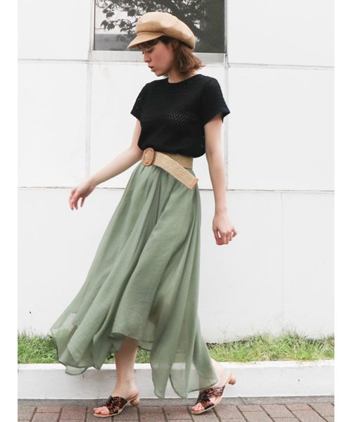 dazzlin（ダズリン）の「ギャザーアシメロングスカート（スカート・レディース・ピンク/カーキ/アイボリー・SMALL/MEDIUM）」の5枚目の写真